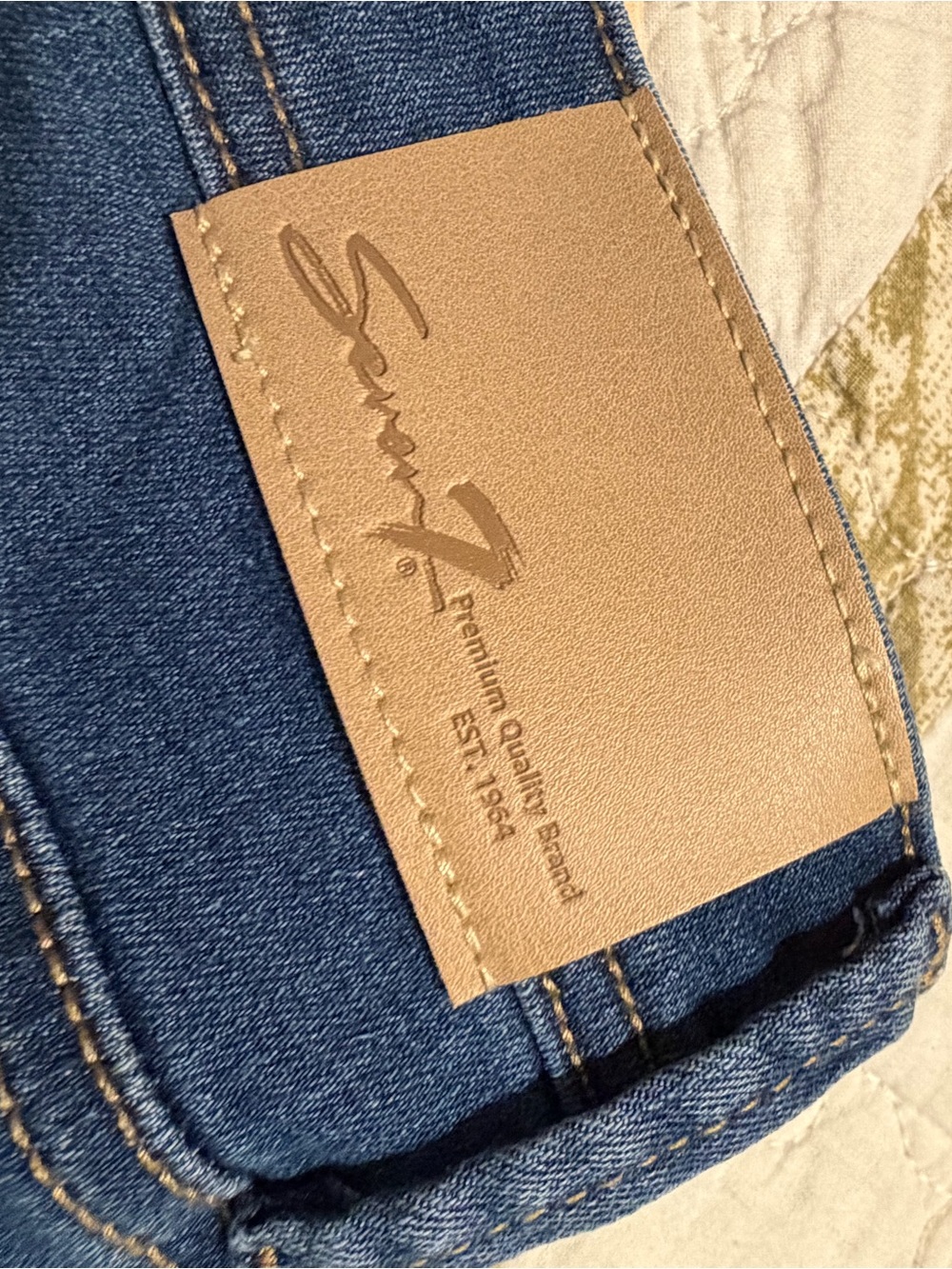 Seven7 Dark Blue Cropped Jeans with Pink & Light Blue Floral Embroidery - Picture 8 of 9